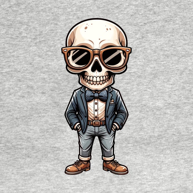 Preppy Skeleton - Colour Cartoon by Quirk Print Studios 